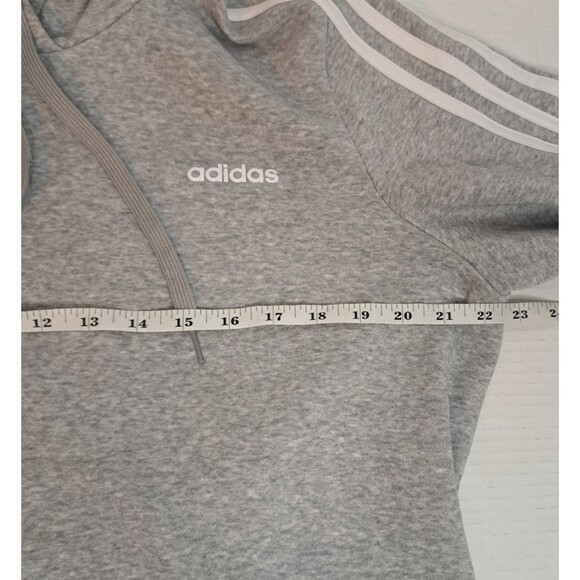 Adidas Womens XL Essentials French Terry 3-Stripes Fleece Pullover Hoodie Grey - Picture 3 of 6